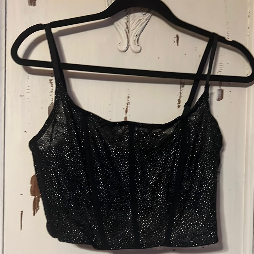 Forever 21 Black Sparkling Crop Camisole